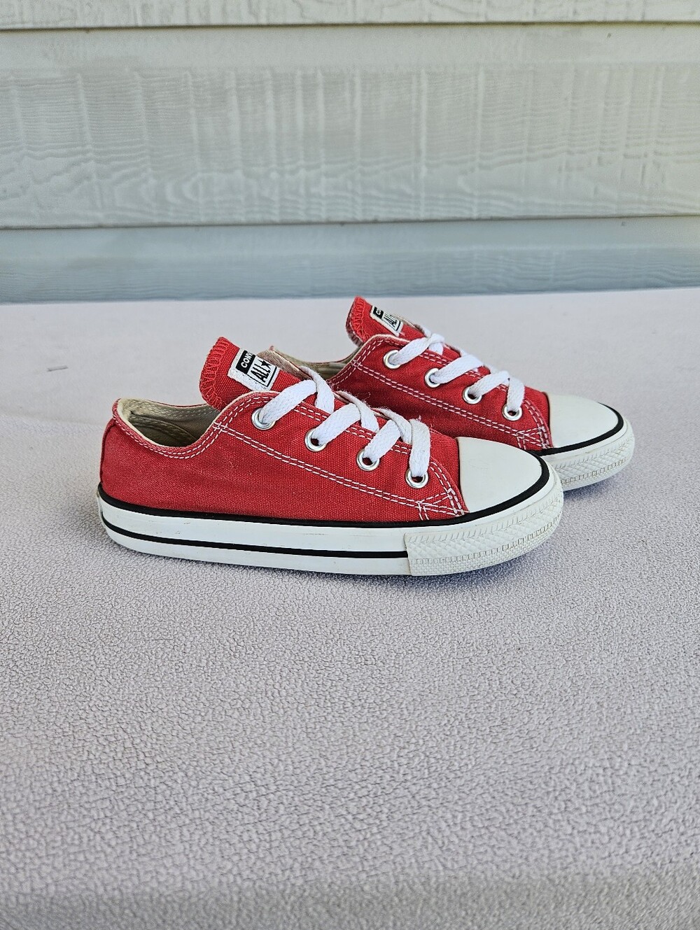 Converse CTAS Low Top Canvas Sneakers Toddler SZ 10 Red White Laces